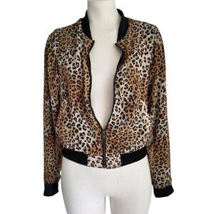 IRIS Los Angeles Mob Wife Silky Leopard Animal Print Zipper Front Size M